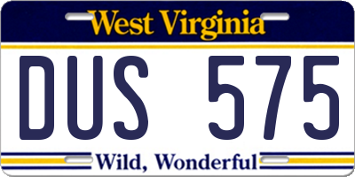 WV license plate DUS575