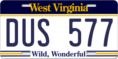 WV license plate DUS577