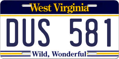 WV license plate DUS581
