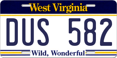WV license plate DUS582