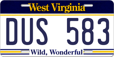 WV license plate DUS583