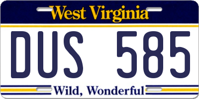 WV license plate DUS585