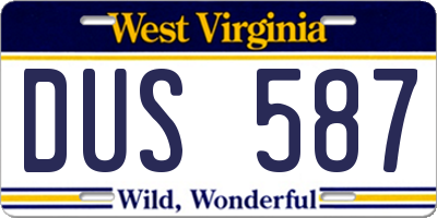 WV license plate DUS587