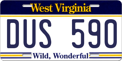 WV license plate DUS590