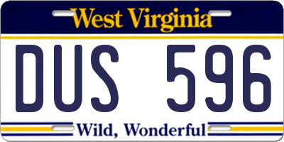 WV license plate DUS596