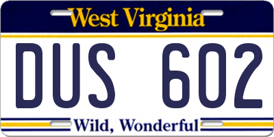 WV license plate DUS602
