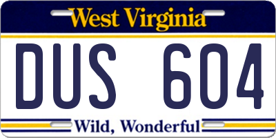 WV license plate DUS604