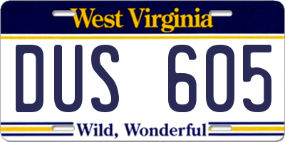 WV license plate DUS605