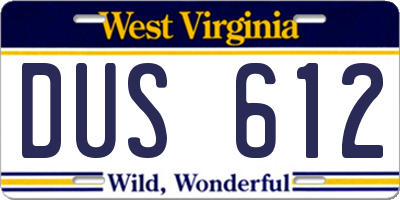 WV license plate DUS612