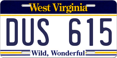 WV license plate DUS615