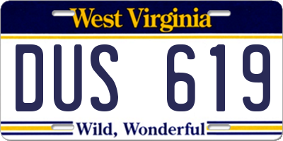 WV license plate DUS619