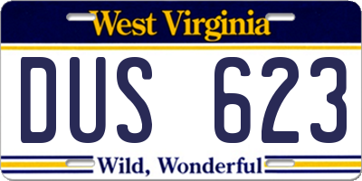 WV license plate DUS623