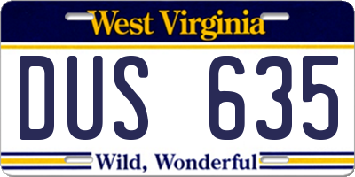 WV license plate DUS635