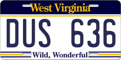 WV license plate DUS636
