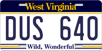 WV license plate DUS640
