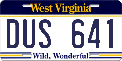 WV license plate DUS641