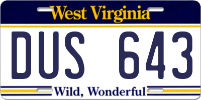 WV license plate DUS643
