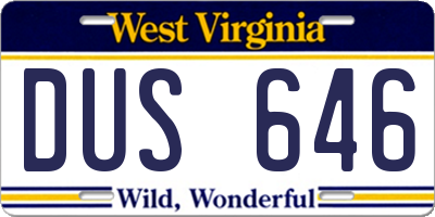 WV license plate DUS646