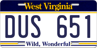 WV license plate DUS651