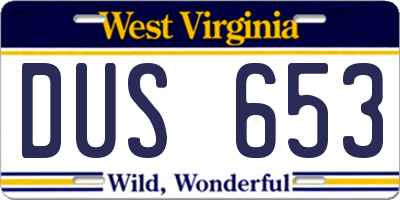 WV license plate DUS653