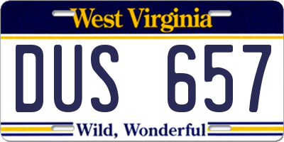WV license plate DUS657