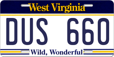 WV license plate DUS660