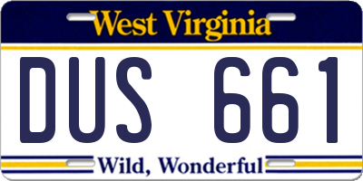 WV license plate DUS661