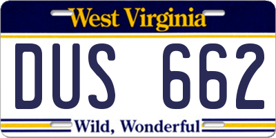WV license plate DUS662
