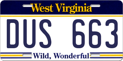 WV license plate DUS663