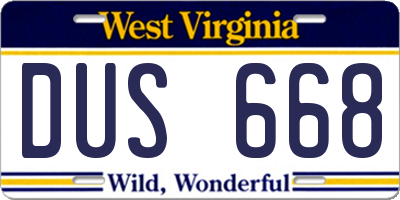 WV license plate DUS668