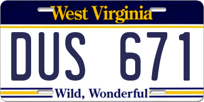 WV license plate DUS671