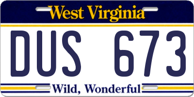 WV license plate DUS673