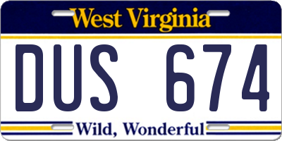 WV license plate DUS674