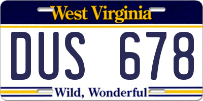 WV license plate DUS678