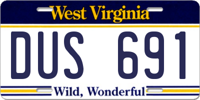 WV license plate DUS691