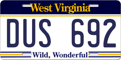 WV license plate DUS692