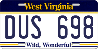 WV license plate DUS698