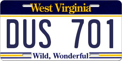 WV license plate DUS701