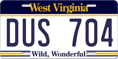 WV license plate DUS704