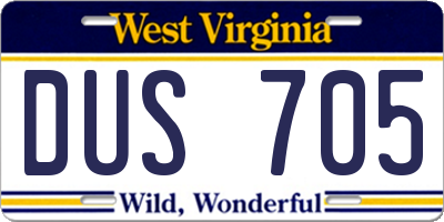 WV license plate DUS705