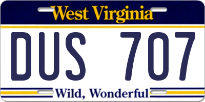 WV license plate DUS707