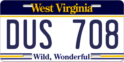 WV license plate DUS708