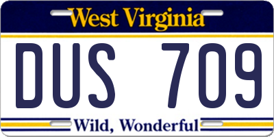 WV license plate DUS709