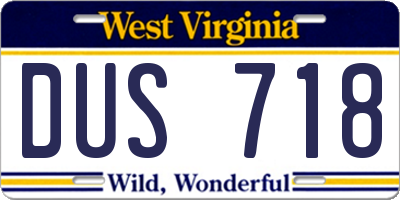 WV license plate DUS718