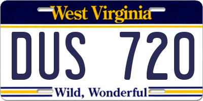 WV license plate DUS720