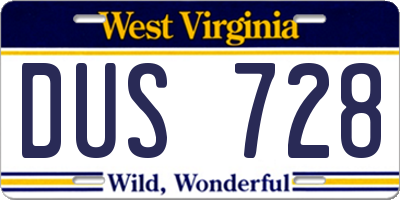 WV license plate DUS728