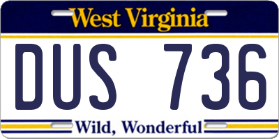 WV license plate DUS736