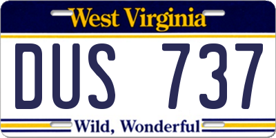 WV license plate DUS737