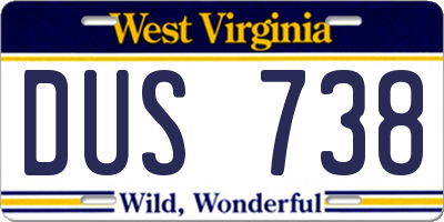 WV license plate DUS738