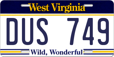WV license plate DUS749